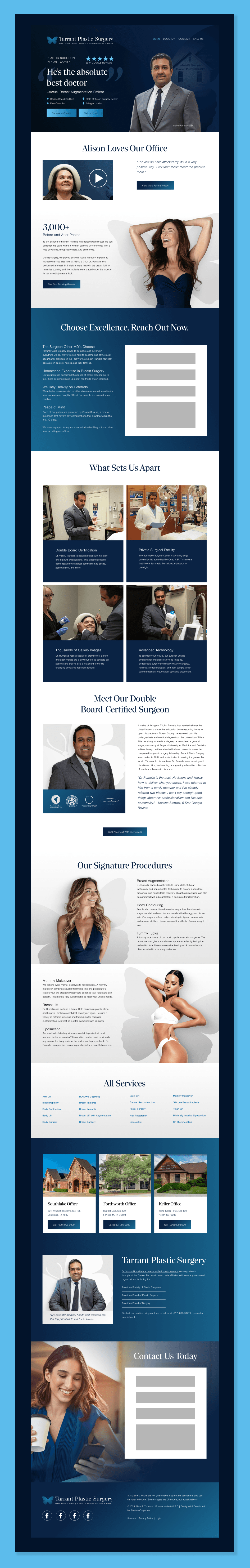 Tarrant Plastic Surgery website design mockup